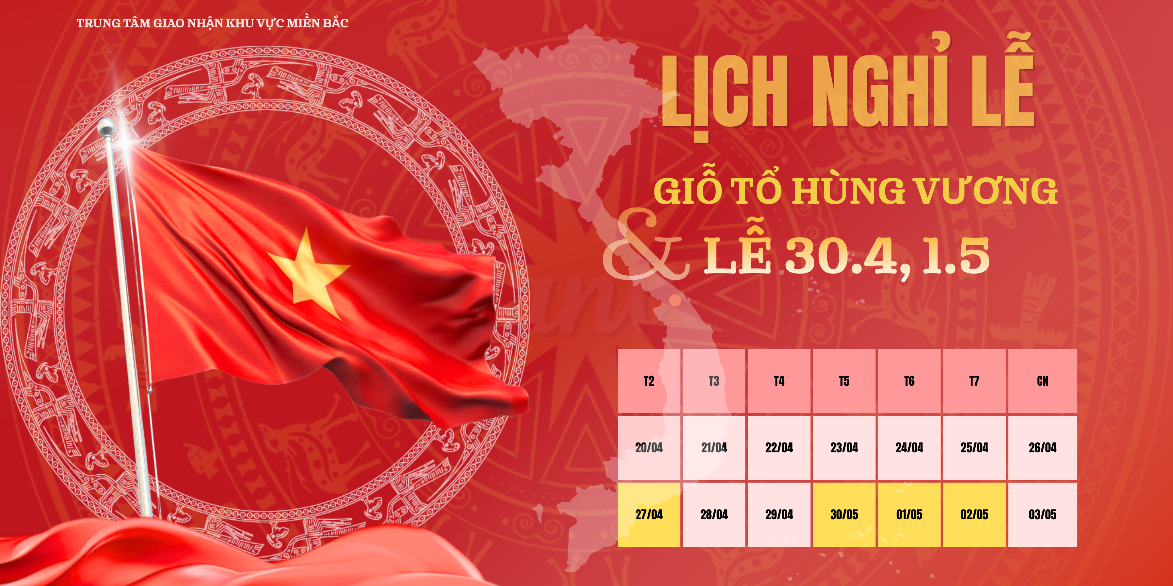 Thông báo Nghỉ lễ Giỗ Tổ Hùng Vương và Giải phóng miền Nam 30/4, Quốc tế Lao động 1/5